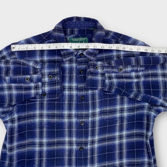 Woolrich Shirt Jacket Mens Medium Flannel Blue Plaid Heavy Shacket Outdoors - Picture 11 of 14